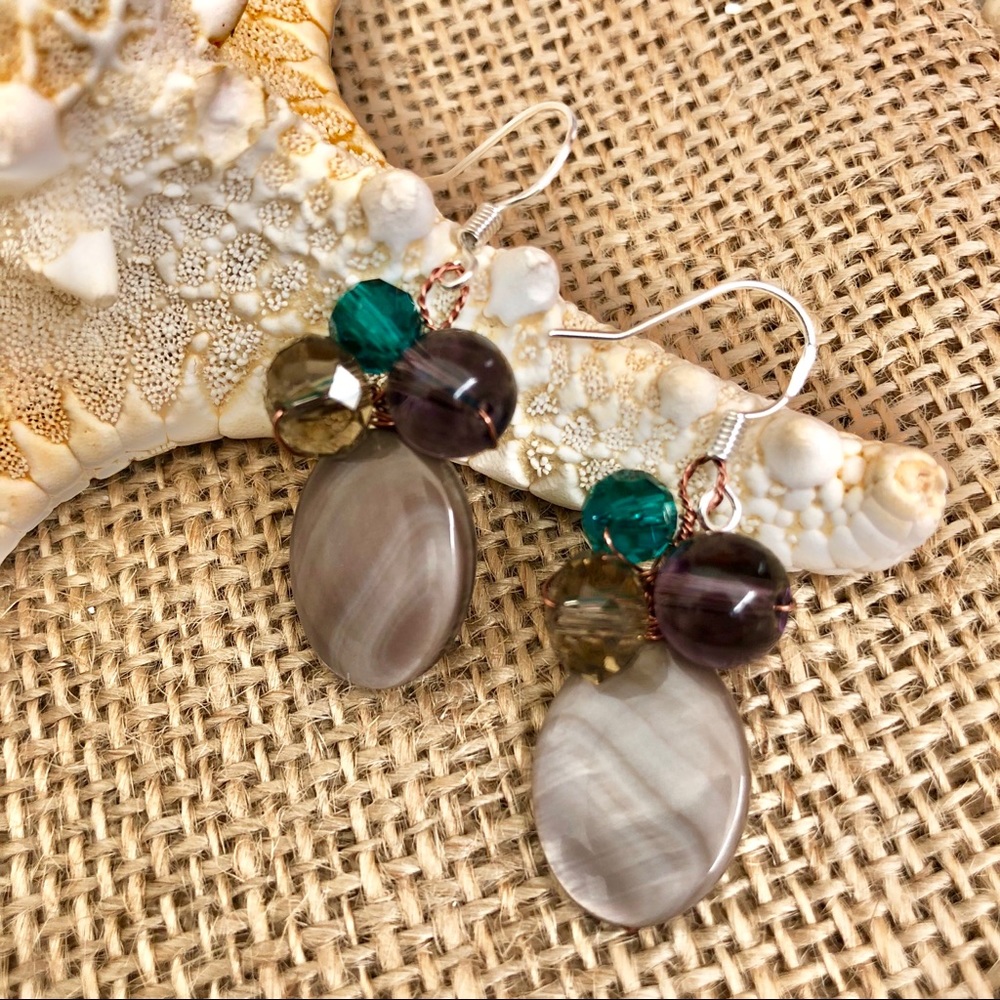 Earning Shell beads Natural with 925 Silvers wires